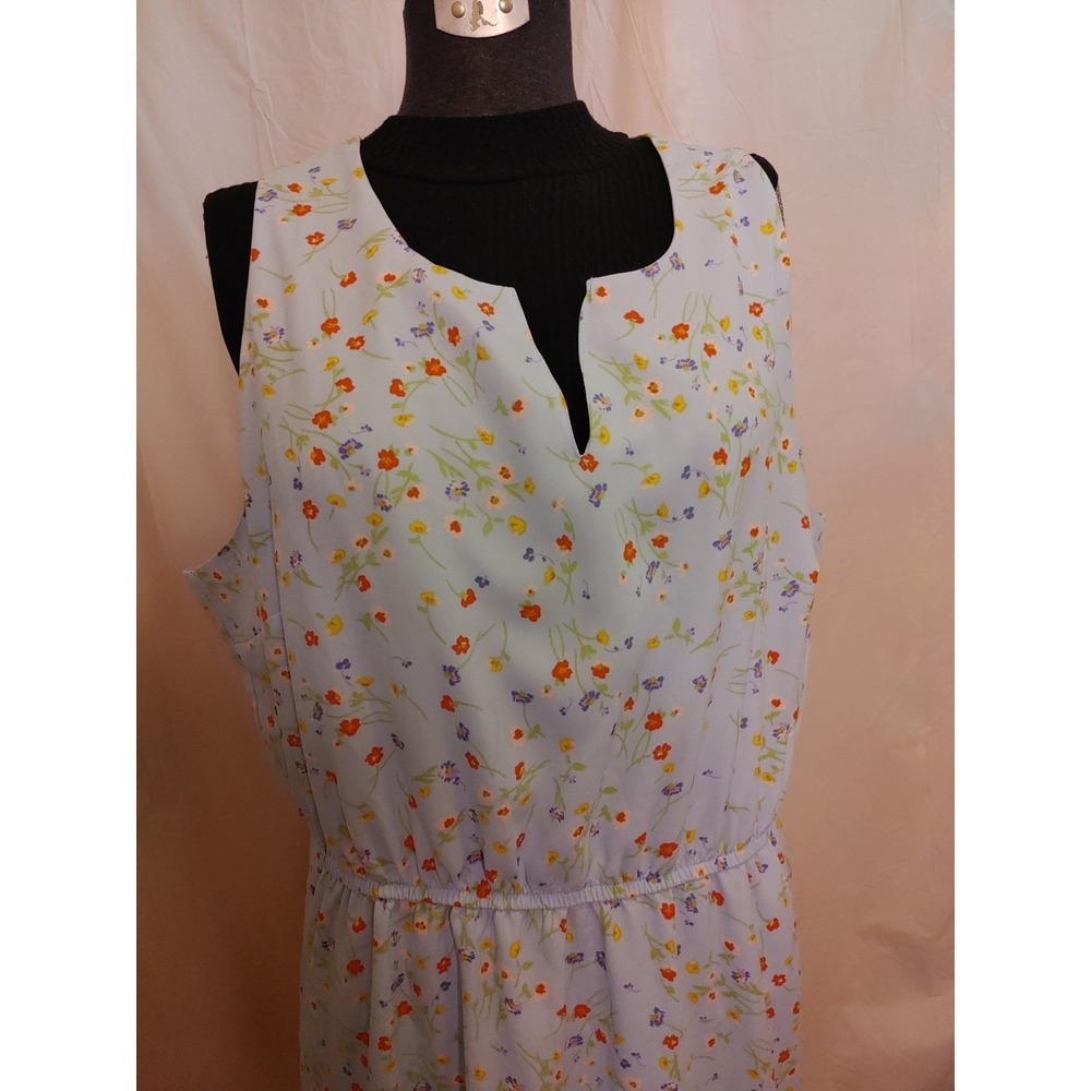 41 Hawthorn Claira Floral Baby Blue Sleeveless‎ Dress Size 2x Midi Lined